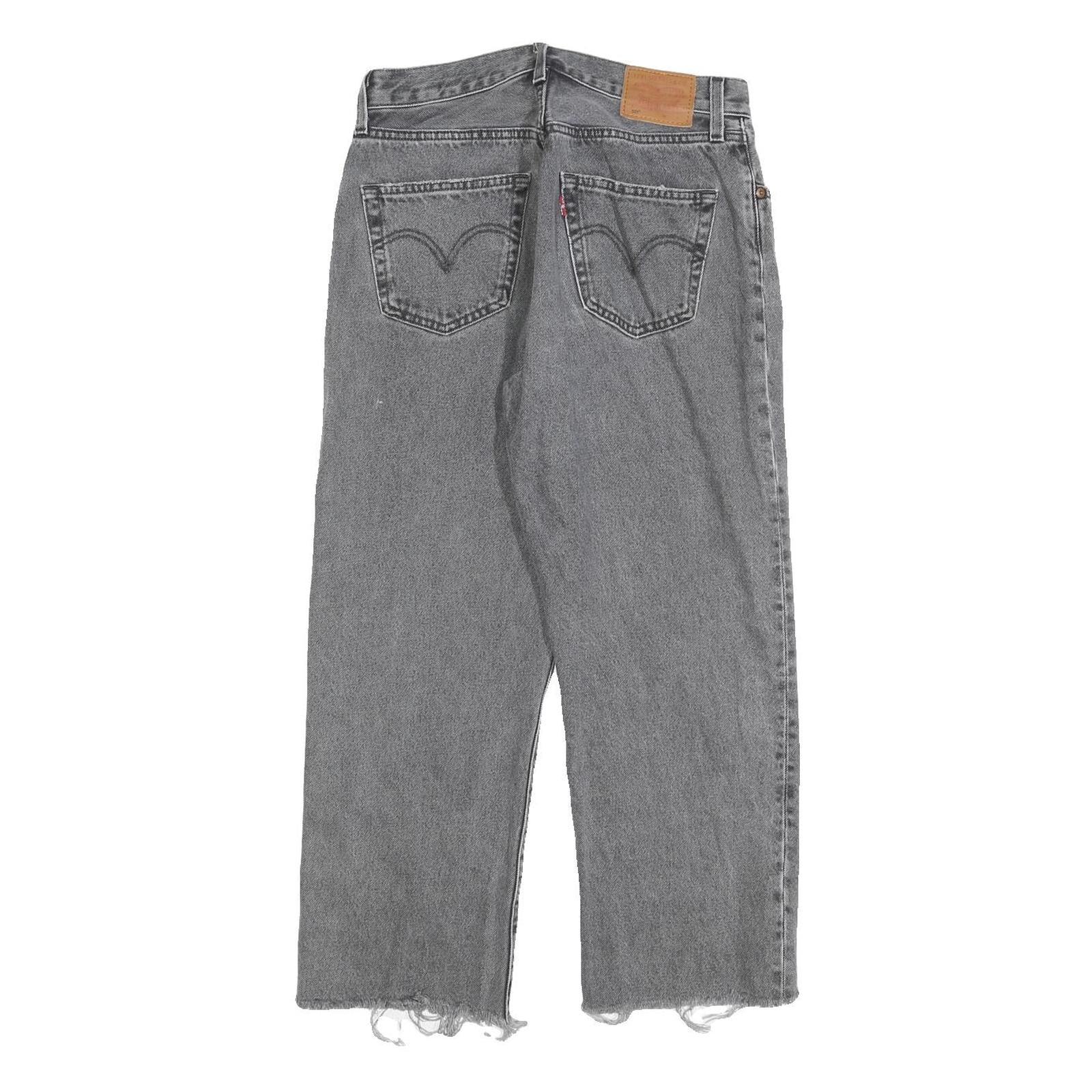 LEVI'S 501 BIG E Womens Jeans Grey Regular Straight Denim Raw W30 L24 Button