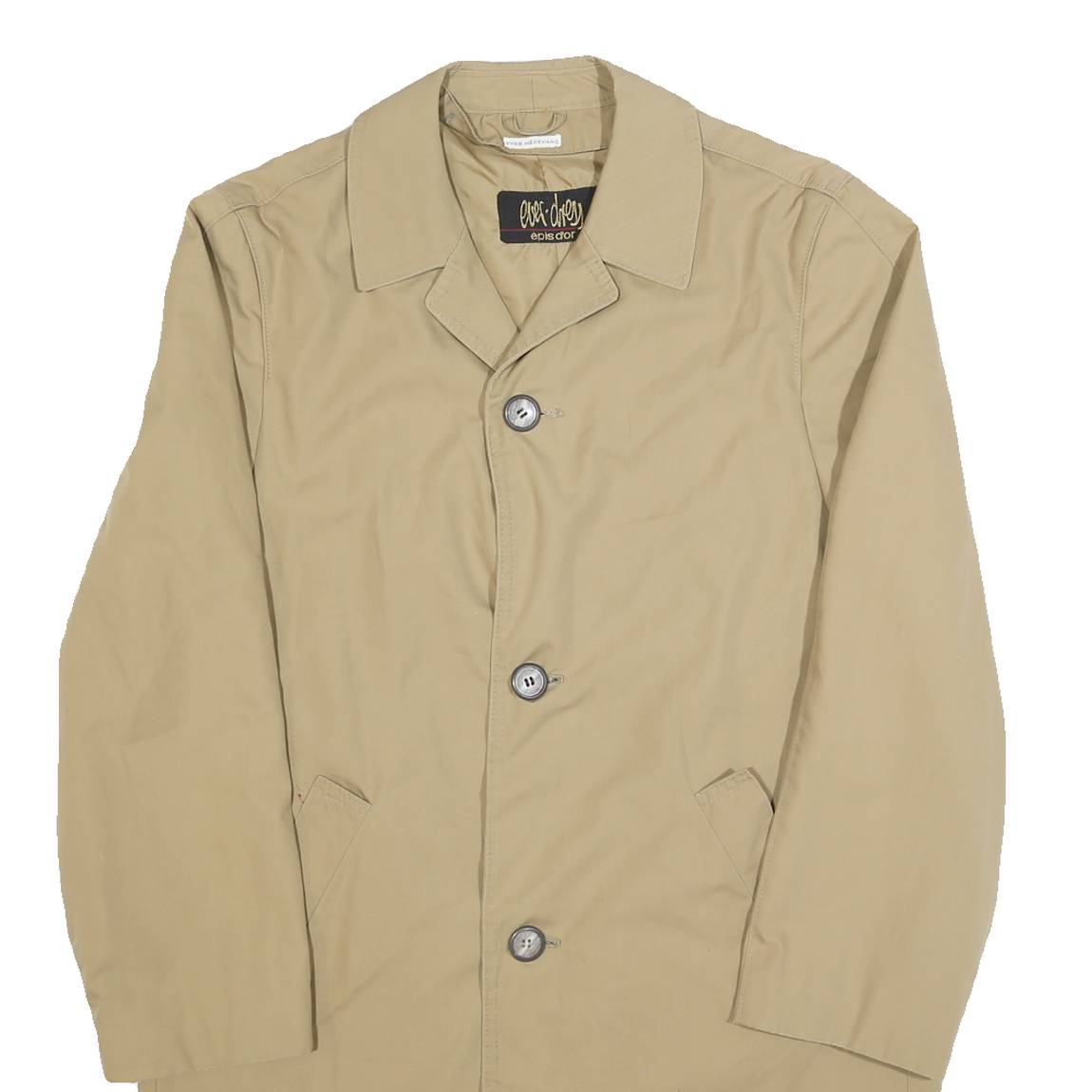 EVER DRESS Mens Beige Cotton Blend Button Jacket M Plain Classic Coat