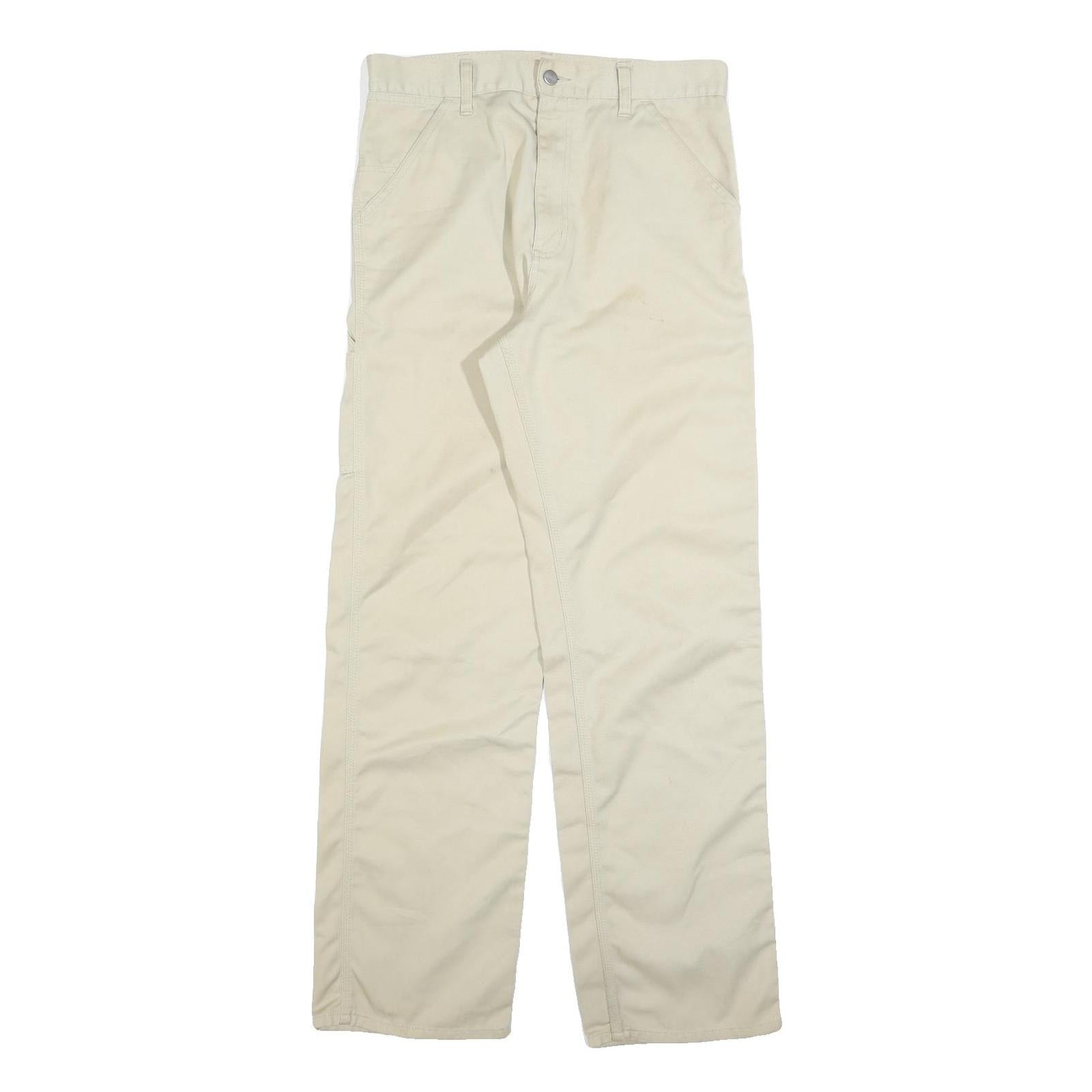 CARHARTT Mens Cotton Blend White Relaxed Straight Trousers W32 L31 Workwear