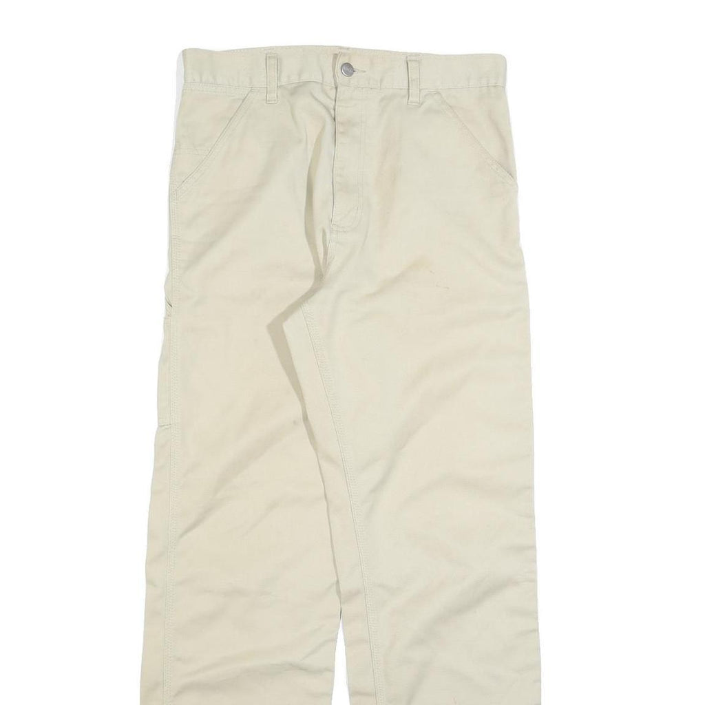 CARHARTT Mens Cotton Blend White Relaxed Straight Trousers W32 L31 Workwear