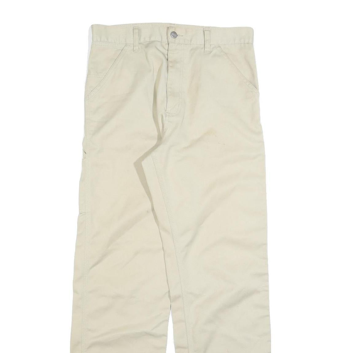 CARHARTT Mens Cotton Blend White Relaxed Straight Trousers W32 L31 Workwear