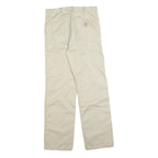 CARHARTT Mens Cotton Blend White Relaxed Straight Trousers W32 L31 Workwear