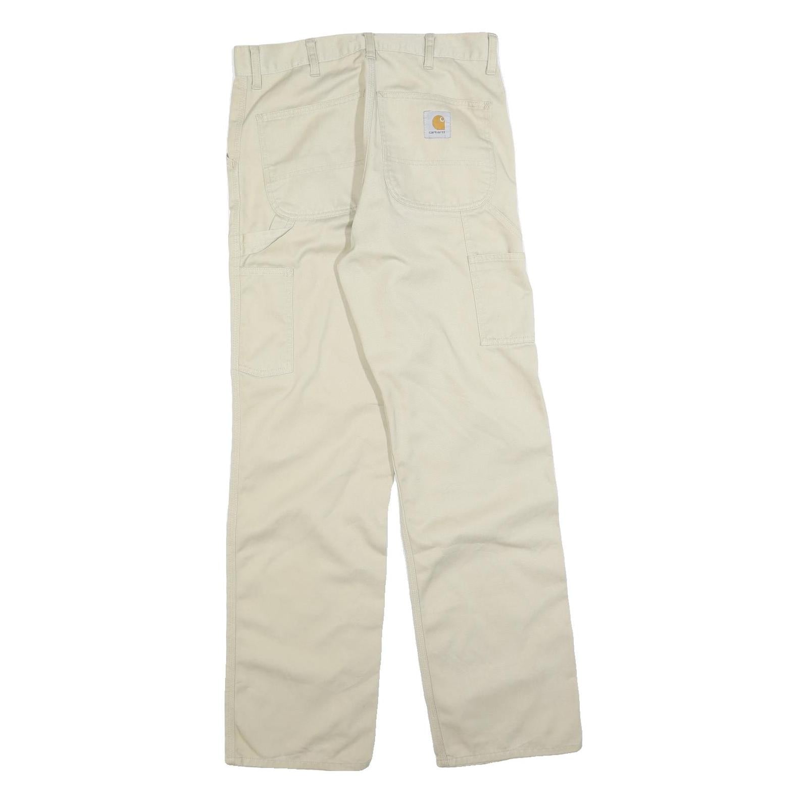 CARHARTT Mens Cotton Blend White Relaxed Straight Trousers W32 L31 Workwear