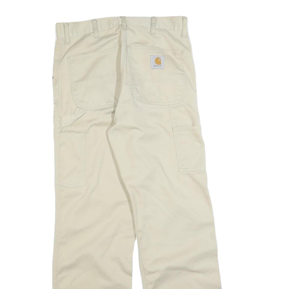 CARHARTT Mens Cotton Blend White Relaxed Straight Trousers W32 L31 Workwear