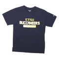 CHAMPION Mens Navy Blue ETSU Buccaneers Volleyball Graphic T-Shirt M Short
