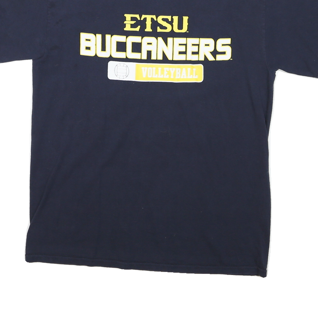 CHAMPION Mens Navy Blue ETSU Buccaneers Volleyball Graphic T-Shirt M Short