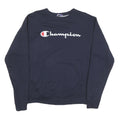 CHAMPION Mens Navy Blue Cotton Blend Crew Neck M Logo Sweatshirt Pullover