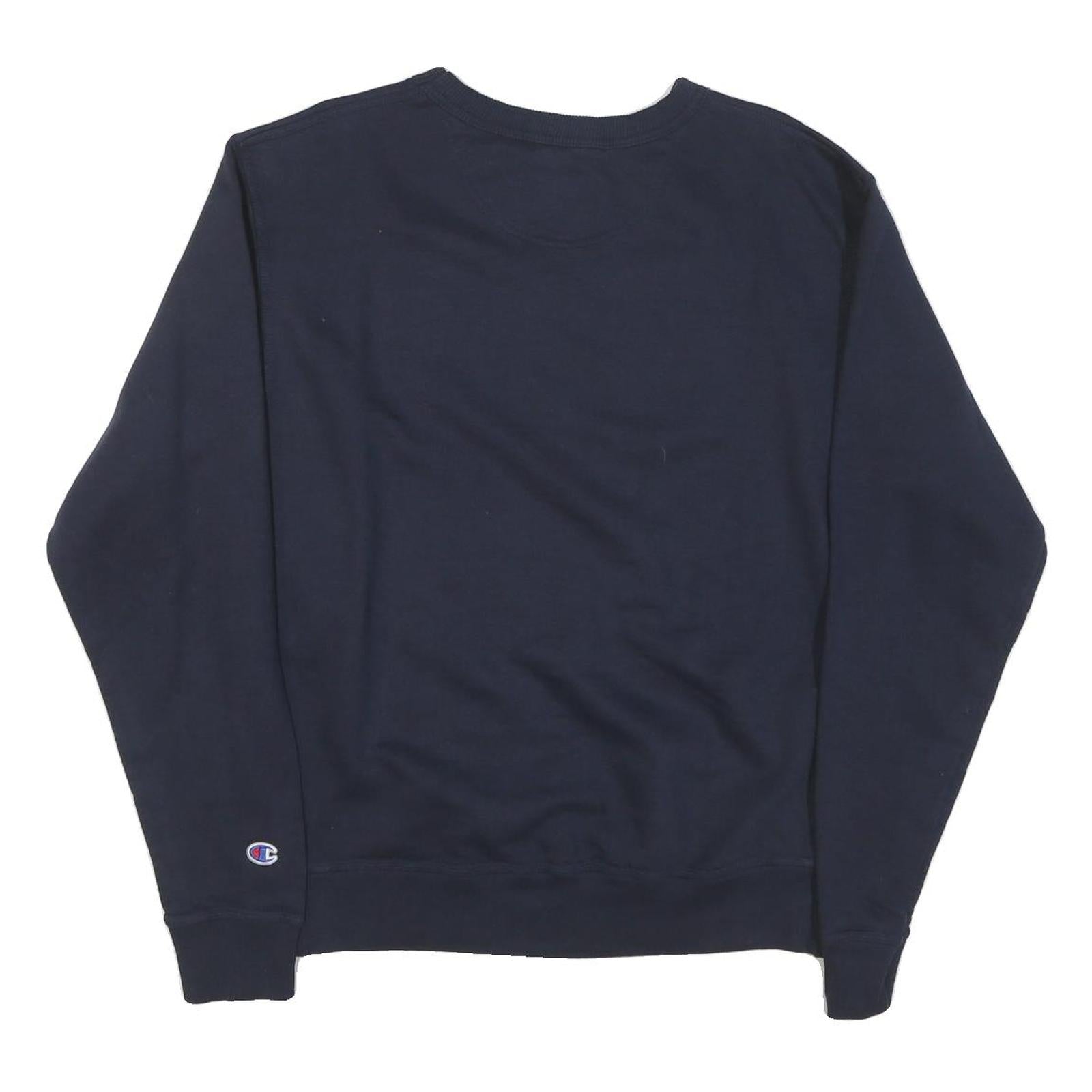 CHAMPION Mens Navy Blue Cotton Blend Crew Neck M Logo Sweatshirt Pullover