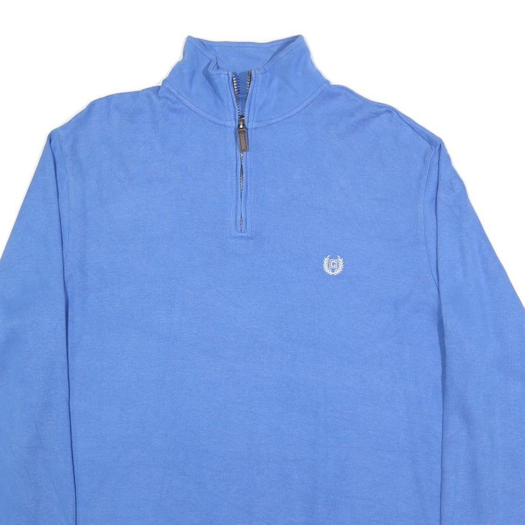 CHAPS Mens Blue Plain Pullover Roll Neck Basic Knit L Cotton Jumper Stylish