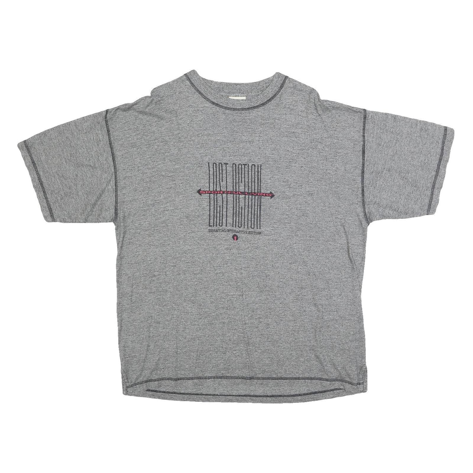 VINCI Womens Grey Graphic T-Shirt L Short Sleeve Crew Neck Cotton Blend