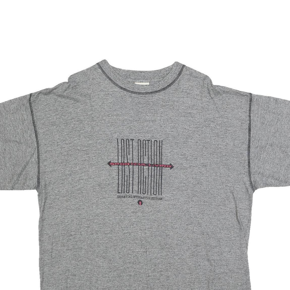 VINCI Womens Grey Graphic T-Shirt L Short Sleeve Crew Neck Cotton Blend