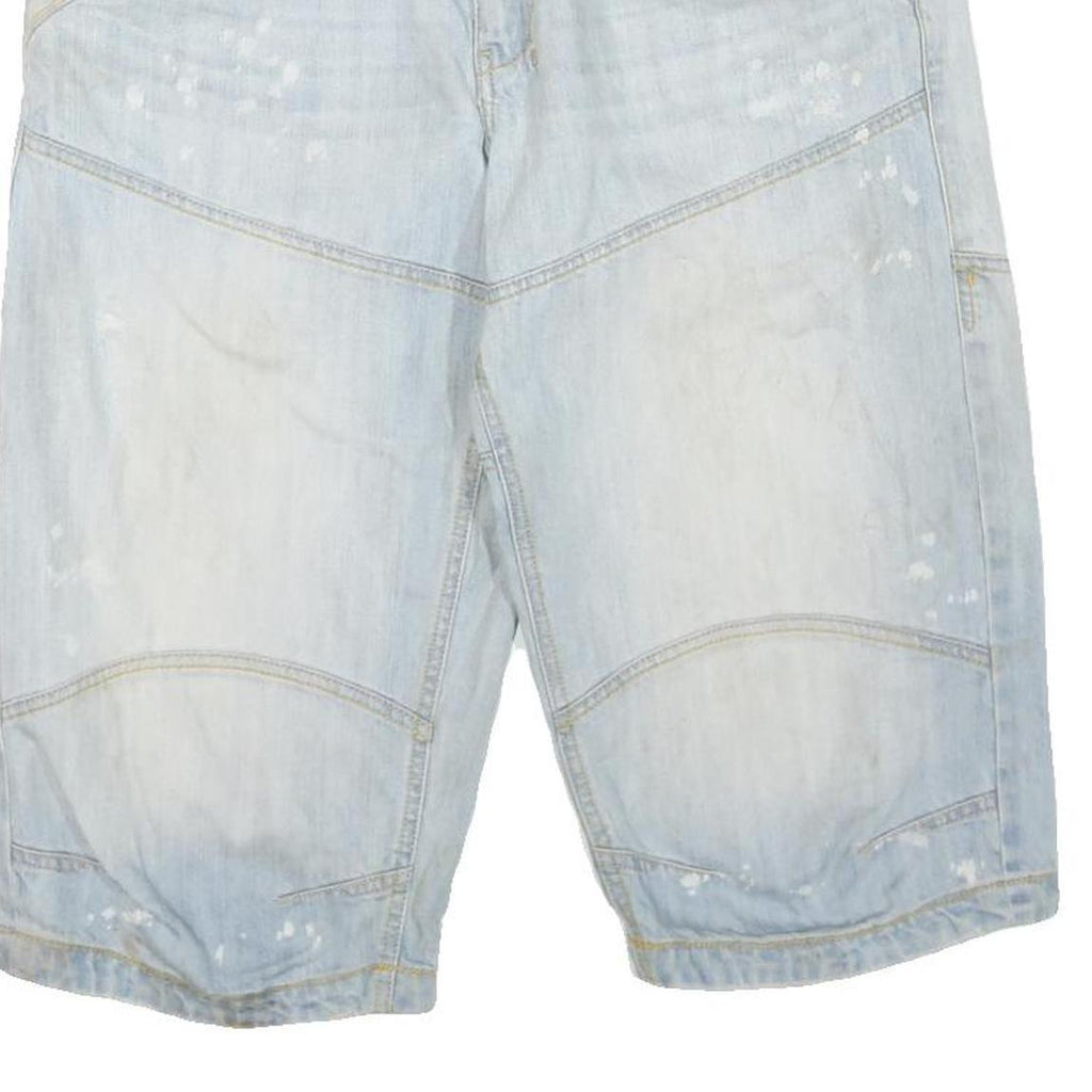 KANSAS Mens Shorts Light Blue Distressed Casual L W36 Cotton Blend Comfortable