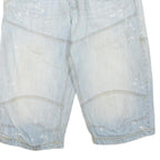 KANSAS Mens Shorts Light Blue Distressed Casual L W36 Cotton Blend Comfortable