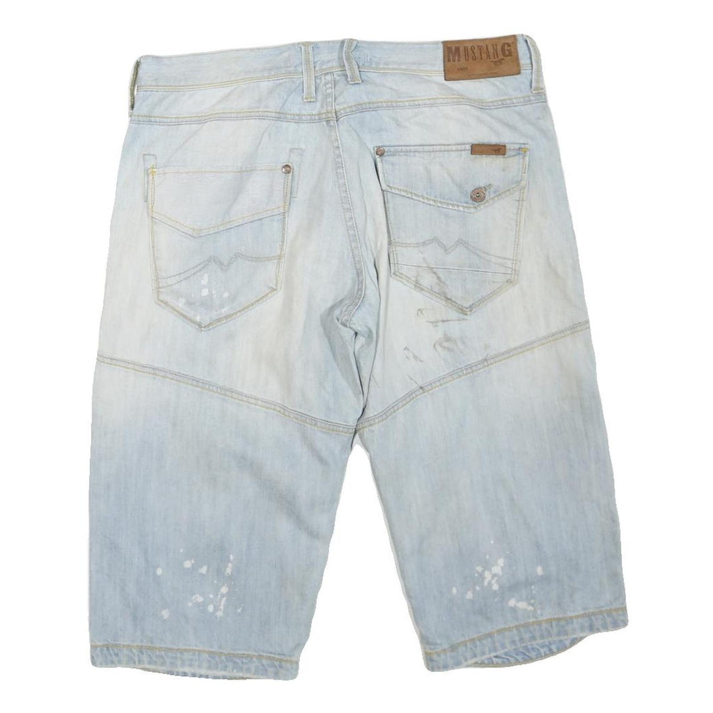 KANSAS Mens Shorts Light Blue Distressed Casual L W36 Cotton Blend Comfortable