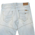 KANSAS Mens Shorts Light Blue Distressed Casual L W36 Cotton Blend Comfortable