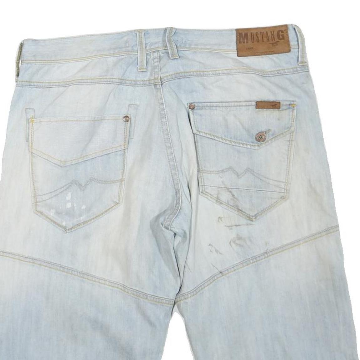 KANSAS Mens Shorts Light Blue Distressed Casual L W36 Cotton Blend Comfortable