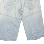KANSAS Mens Shorts Light Blue Distressed Casual L W36 Cotton Blend Comfortable