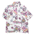 MISS ASTOR Womens Printed Shirt White Collared Crazy Pattern M