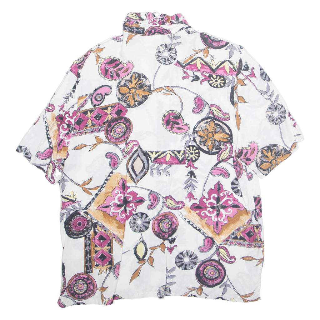 MISS ASTOR Womens Printed Shirt White Collared Crazy Pattern M