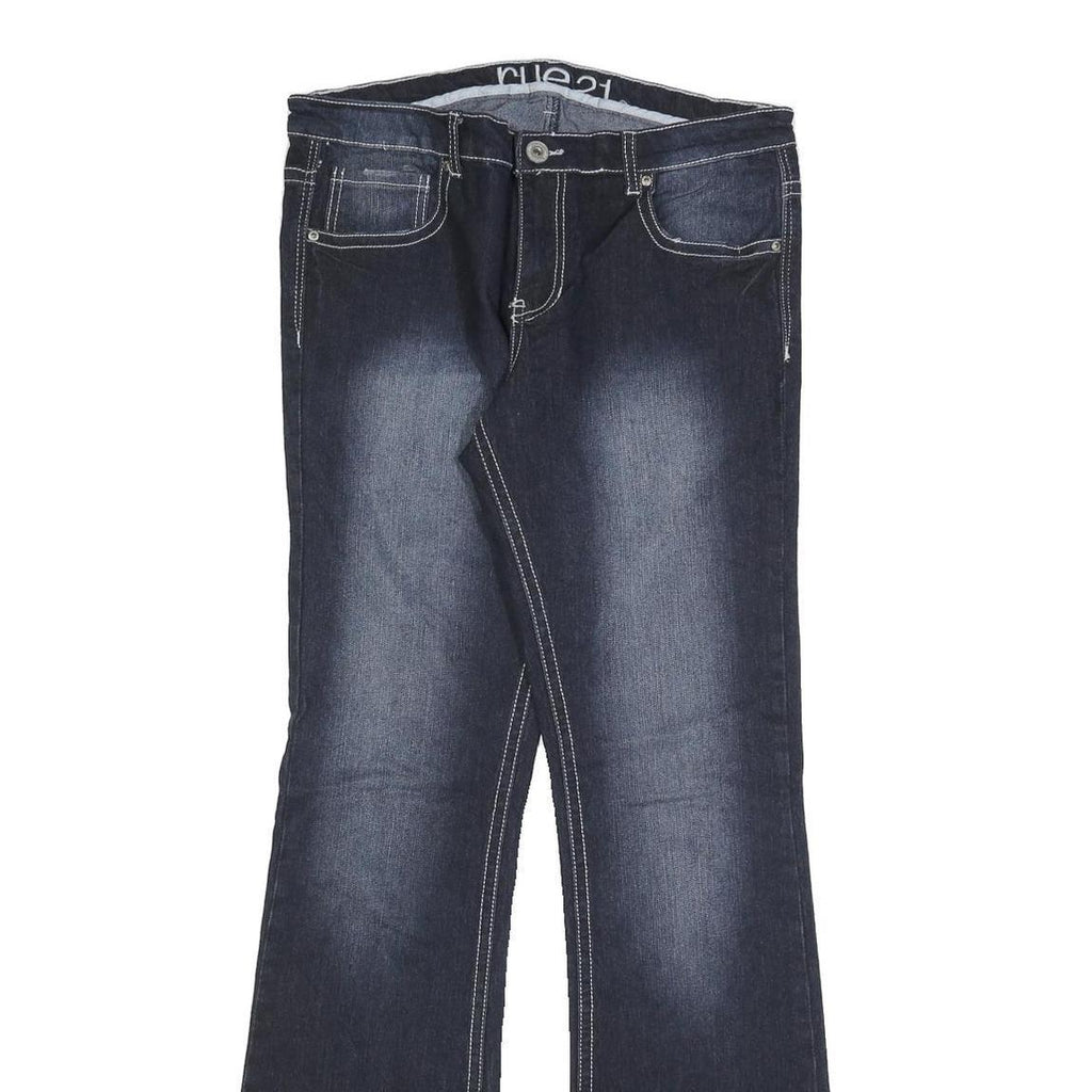 RUE21 Womens Slim Bootcut Denim Dark W32 L34 Stylish Embroidered Back Pockets