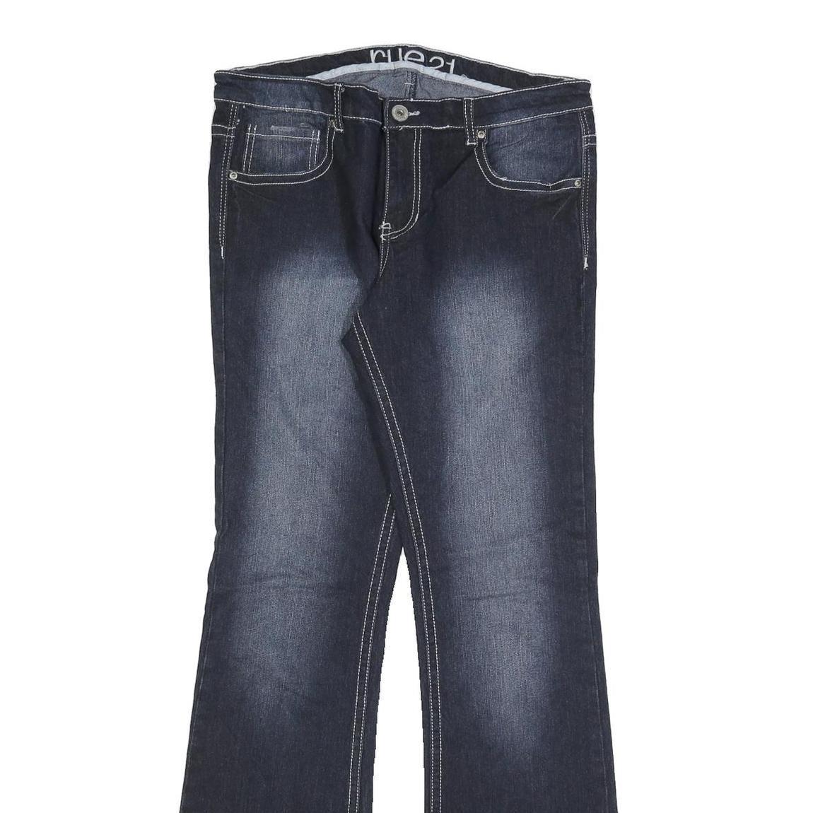 RUE21 Womens Slim Bootcut Denim Dark W32 L34 Stylish Embroidered Back Pockets