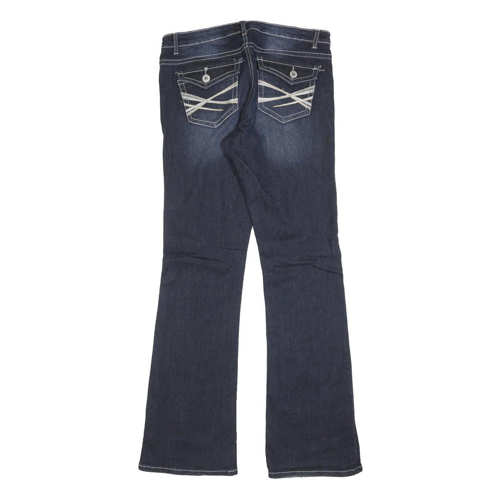 RUE21 Womens Slim Bootcut Denim Dark W32 L34 Stylish Embroidered Back Pockets