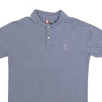 CHAPS RALPH LAUREN Mens Blue Short Sleeve Plain Polo Shirt S Cotton Blend