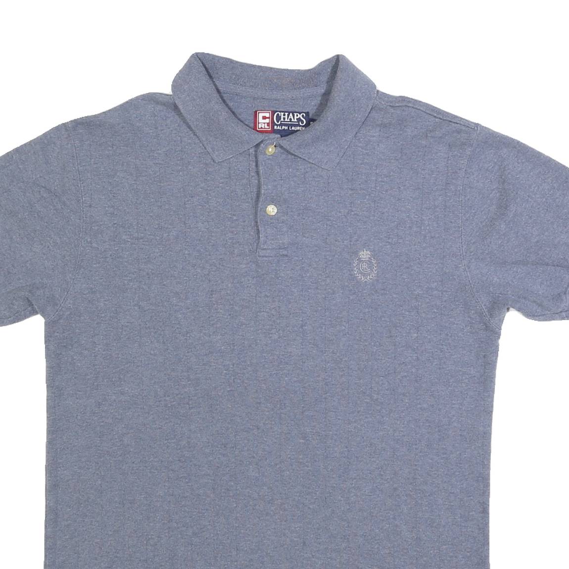 CHAPS RALPH LAUREN Mens Blue Short Sleeve Plain Polo Shirt S Cotton Blend