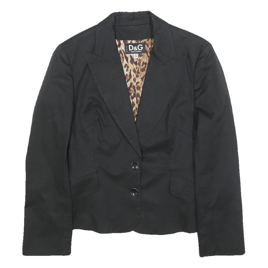 DOLCE & GABBANA Womens Black Blazer Jacket S Cotton Blend Plain Button Detail