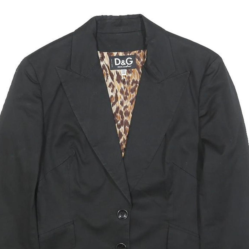 DOLCE & GABBANA Womens Black Blazer Jacket S Cotton Blend Plain Button Detail