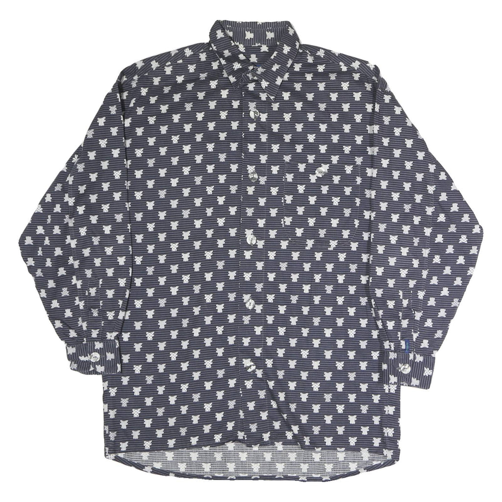 PACKARD Mens Blue & White Pattern Shirt M Cotton Casual Long Sleeve Button