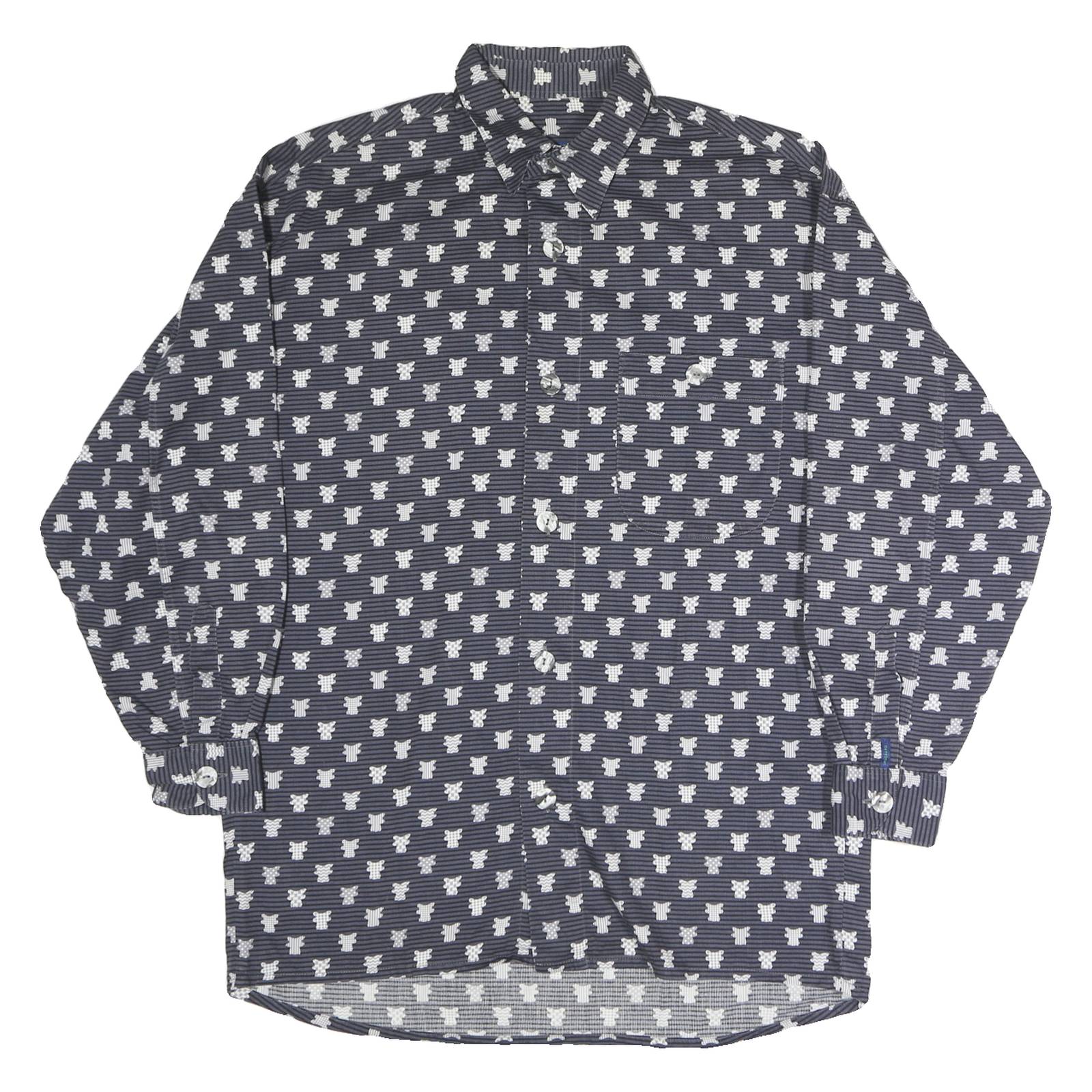 PACKARD Mens Blue & White Pattern Shirt M Cotton Casual Long Sleeve Button