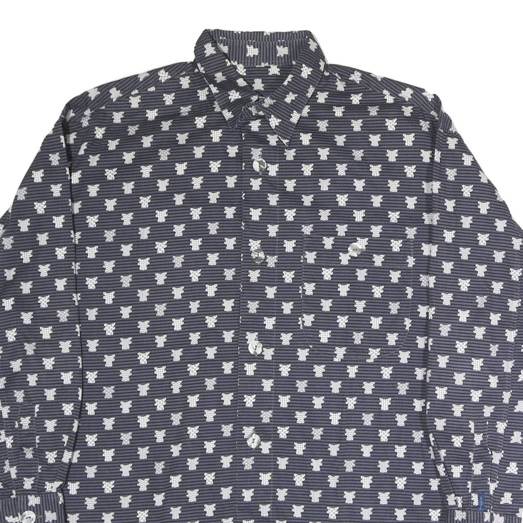 PACKARD Mens Blue & White Pattern Shirt M Cotton Casual Long Sleeve Button
