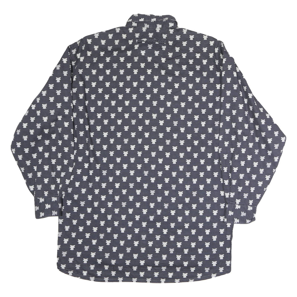 PACKARD Mens Blue & White Pattern Shirt M Cotton Casual Long Sleeve Button