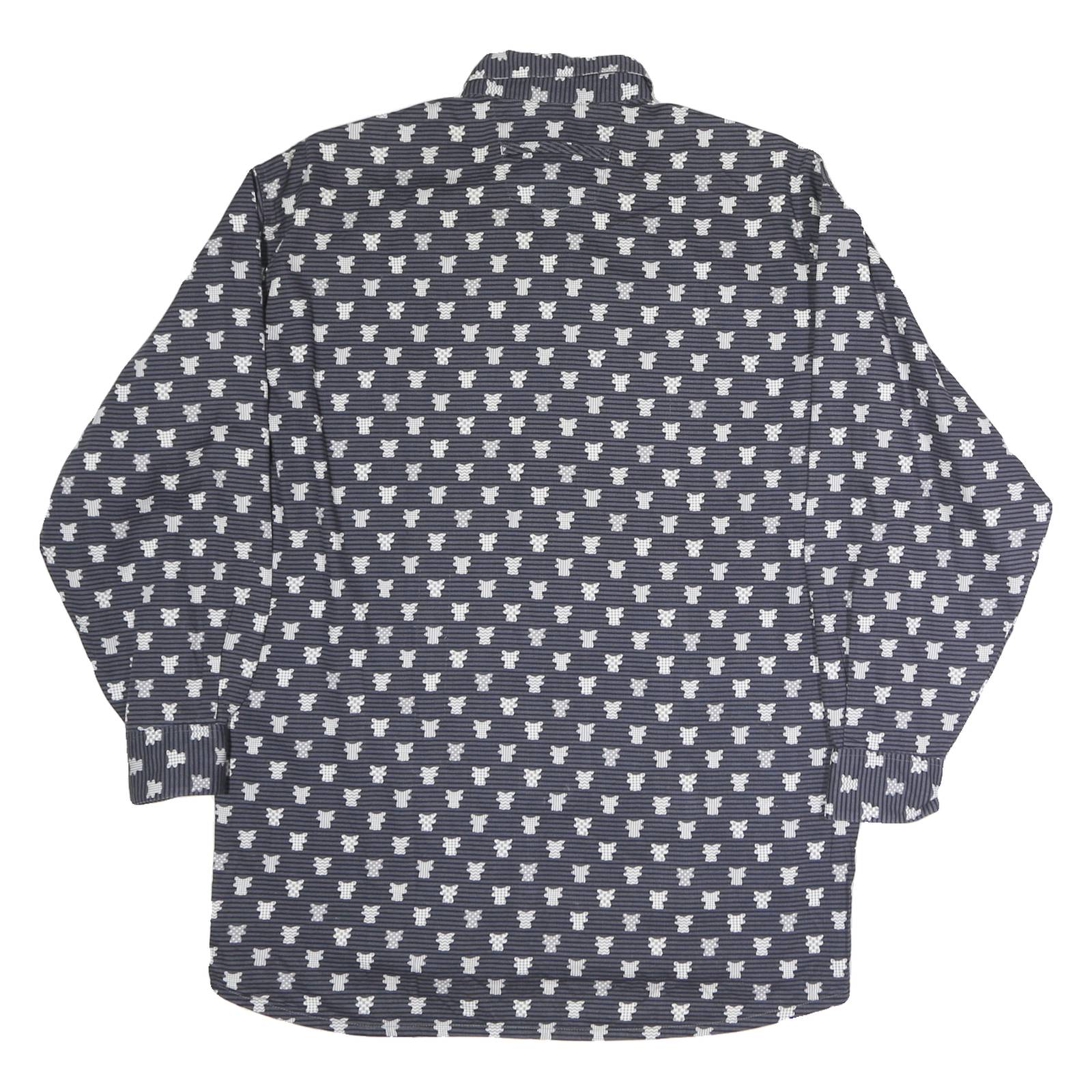 PACKARD Mens Blue & White Pattern Shirt M Cotton Casual Long Sleeve Button