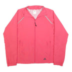 ADIDAS Womens Pink Jacket UK 18 Polyester Zip Plain Sportswear Activewear