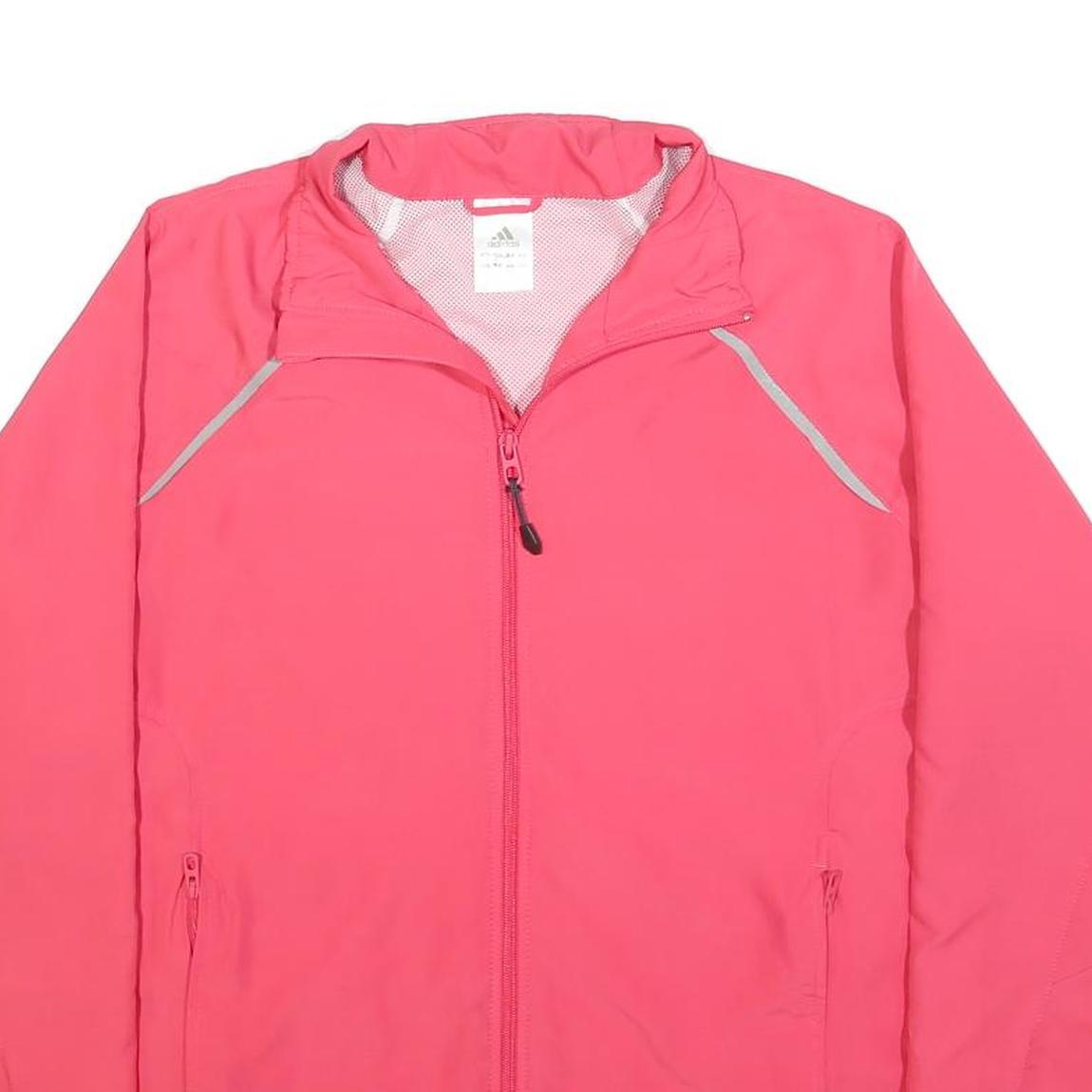 ADIDAS Womens Pink Jacket UK 18 Polyester Zip Plain Sportswear Activewear