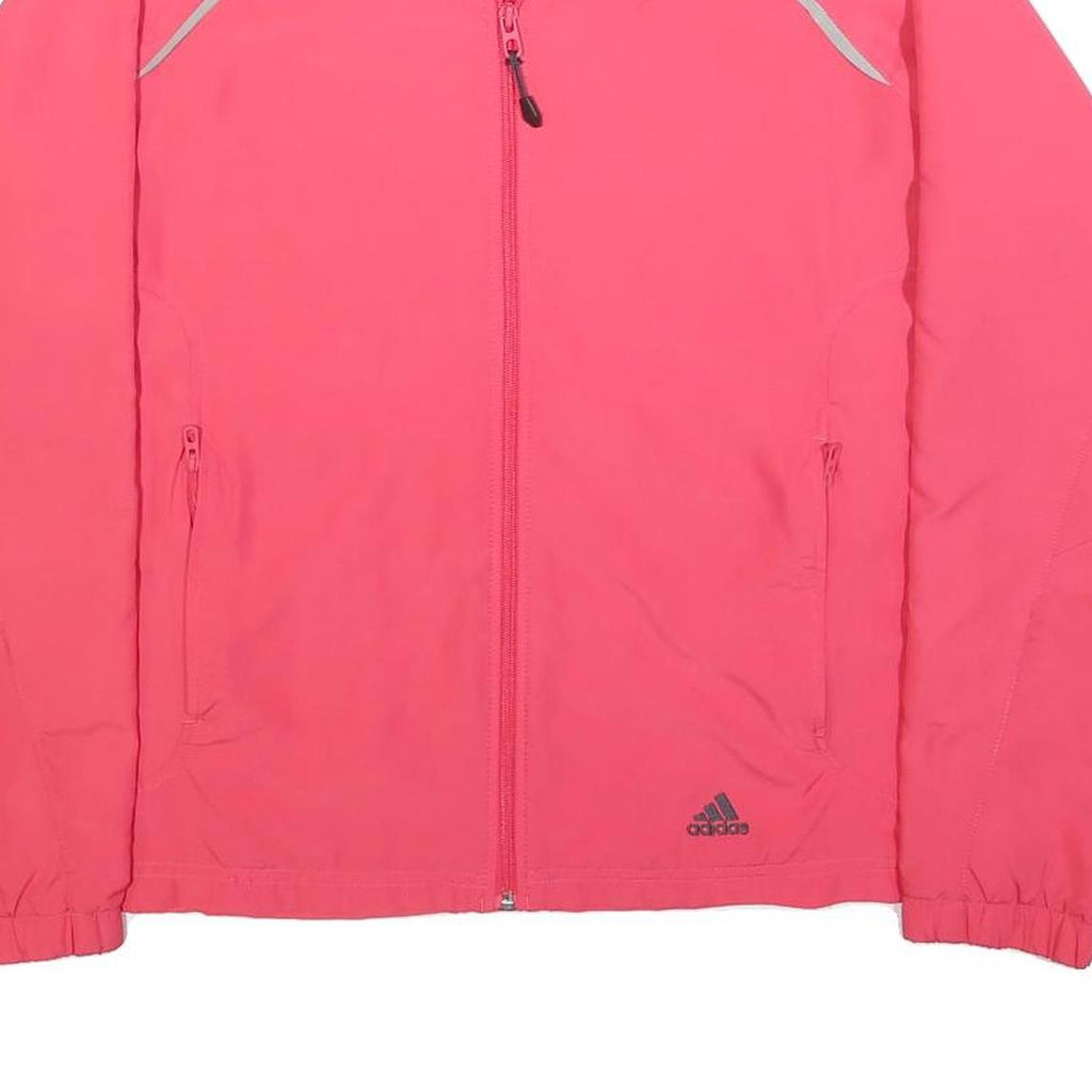 ADIDAS Womens Pink Jacket UK 18 Polyester Zip Plain Sportswear Activewear