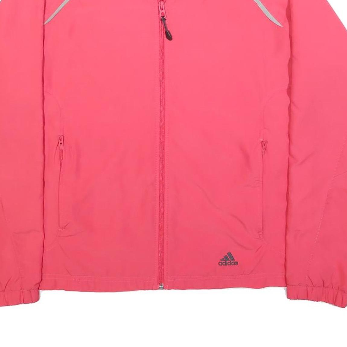ADIDAS Womens Pink Jacket UK 18 Polyester Zip Plain Sportswear Activewear