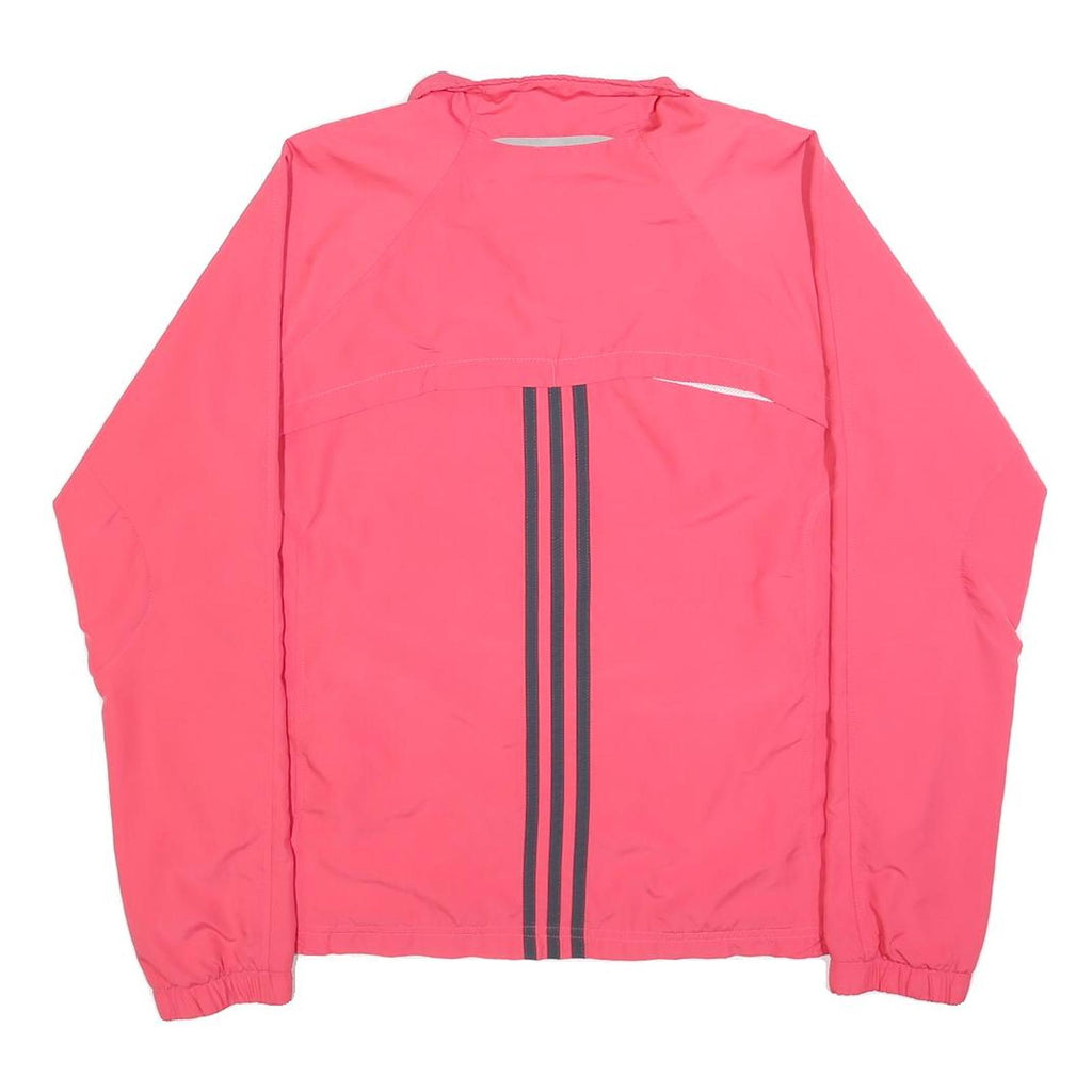 ADIDAS Womens Pink Jacket UK 18 Polyester Zip Plain Sportswear Activewear