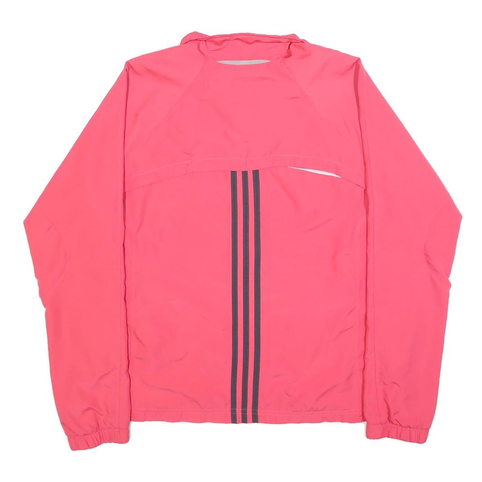 ADIDAS Womens Pink Jacket UK 18 Polyester Zip Plain Sportswear Activewear