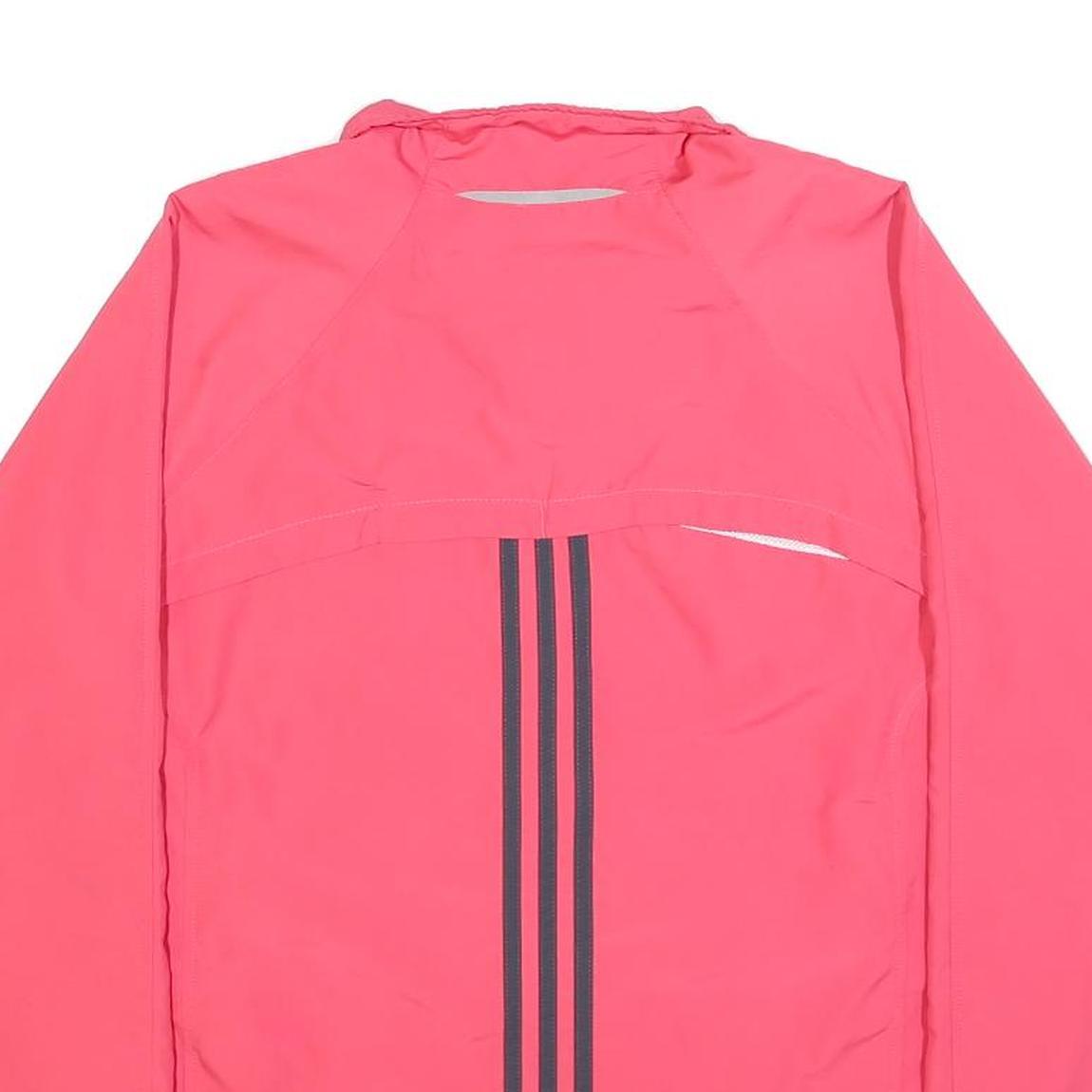 ADIDAS Womens Pink Jacket UK 18 Polyester Zip Plain Sportswear Activewear