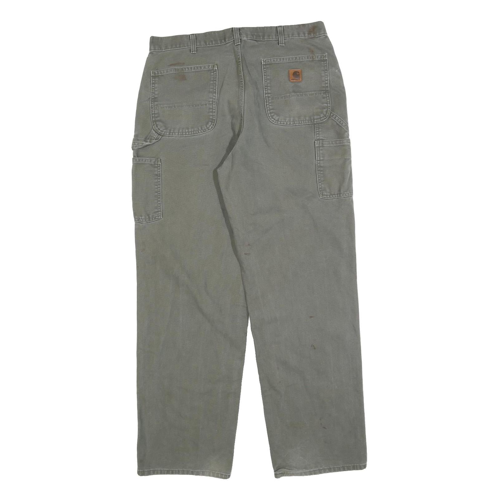 CARHARTT Mens Cotton Blend Grey Relaxed Straight Trousers W36 L34 Workwear