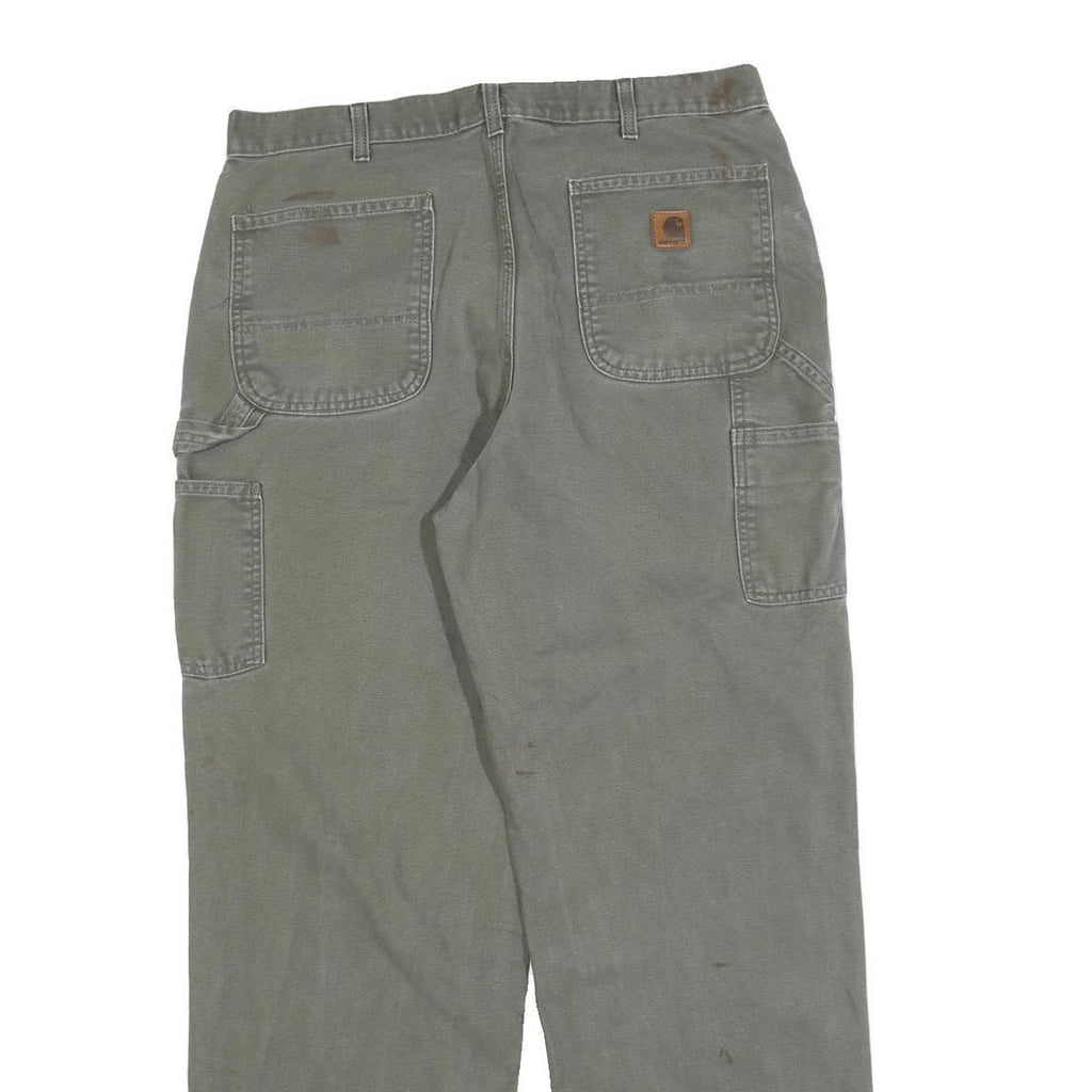 CARHARTT Mens Cotton Blend Grey Relaxed Straight Trousers W36 L34 Workwear