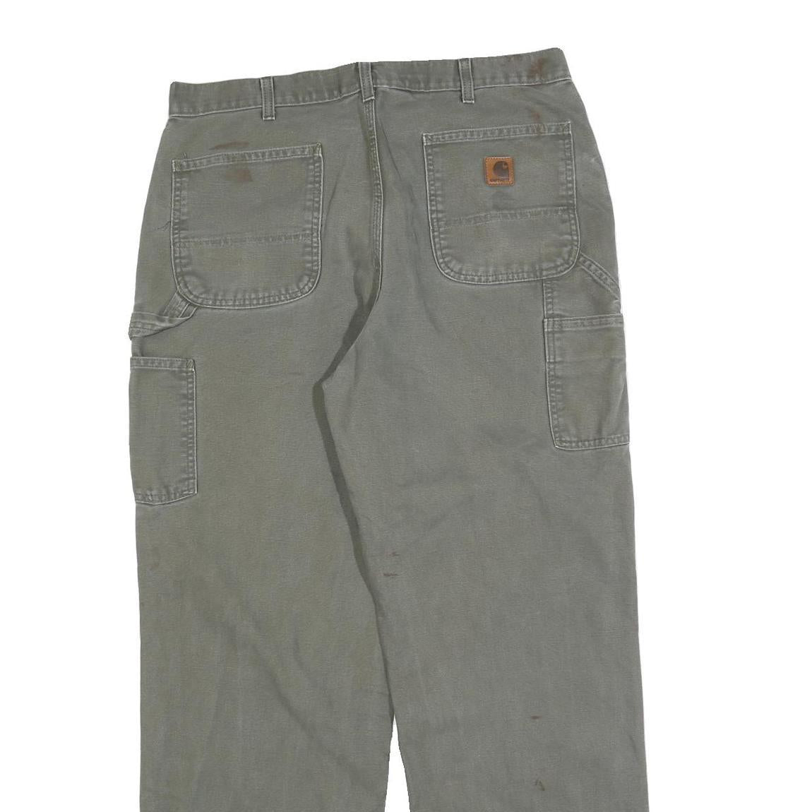 CARHARTT Mens Cotton Blend Grey Relaxed Straight Trousers W36 L34 Workwear