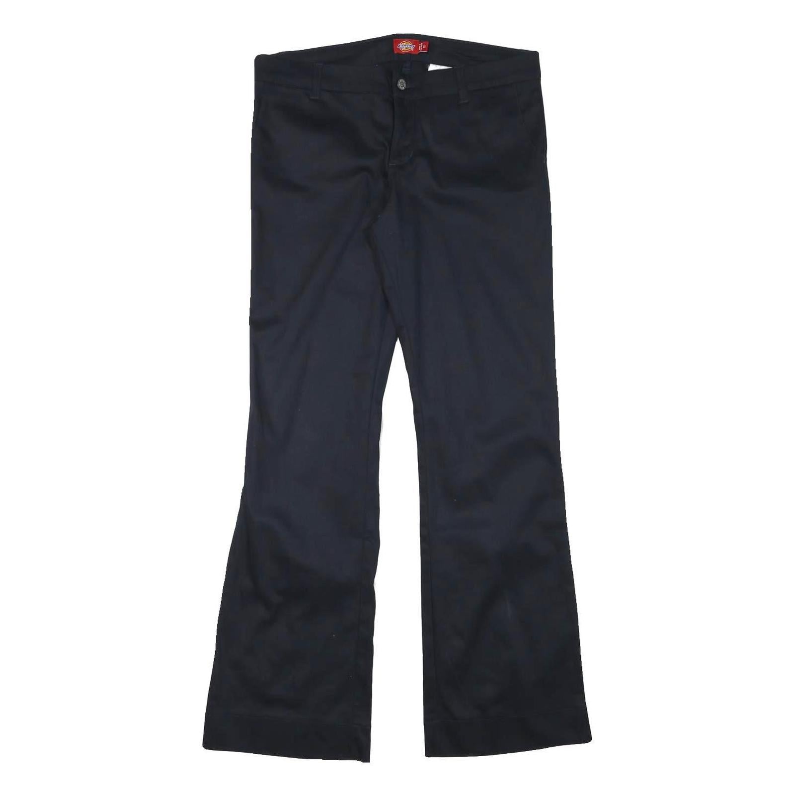 DICKIES Womens Polyester Blend Black Regular Flared Trousers W32 L32 Workwear