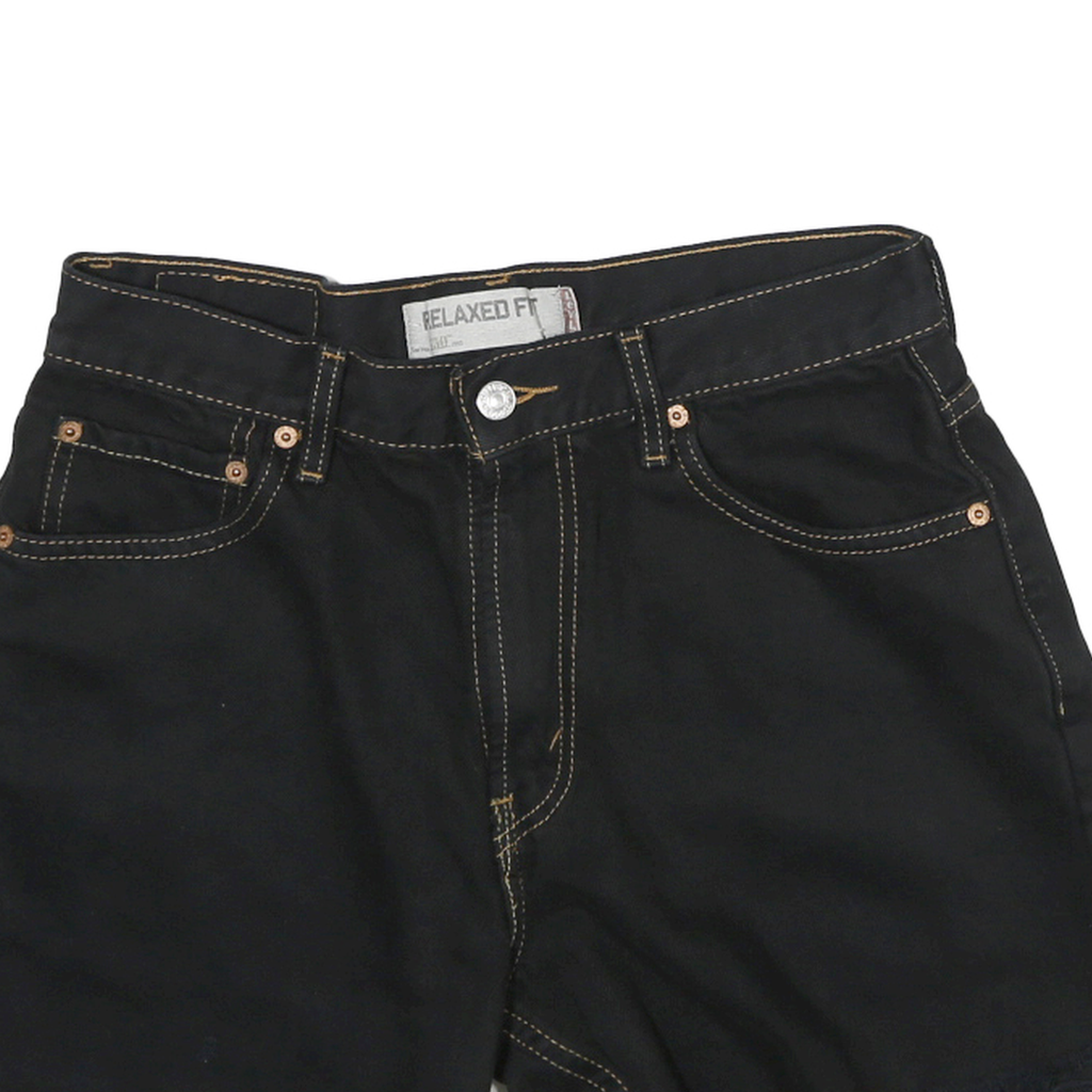 LEVI'S Mens Black Denim Cut-Off Shorts L W30 Relaxed Fit Casual Summer Style