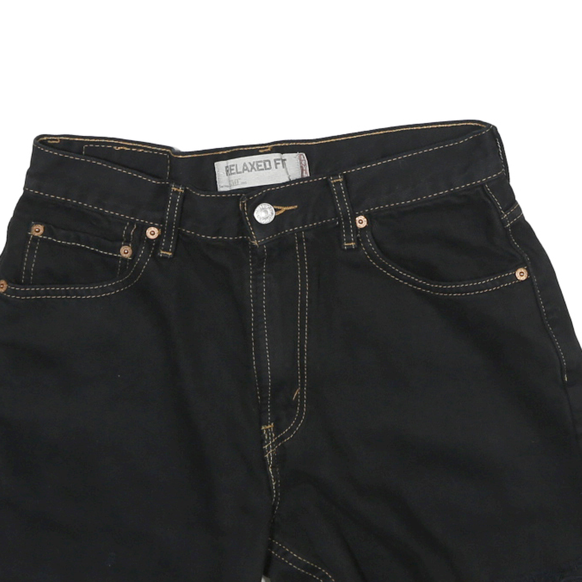LEVI'S Mens Black Denim Cut-Off Shorts L W30 Relaxed Fit Casual Summer Style