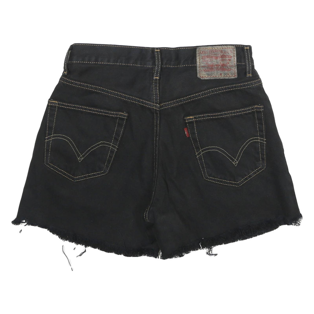 LEVI'S Mens Black Denim Cut-Off Shorts L W30 Relaxed Fit Casual Summer Style
