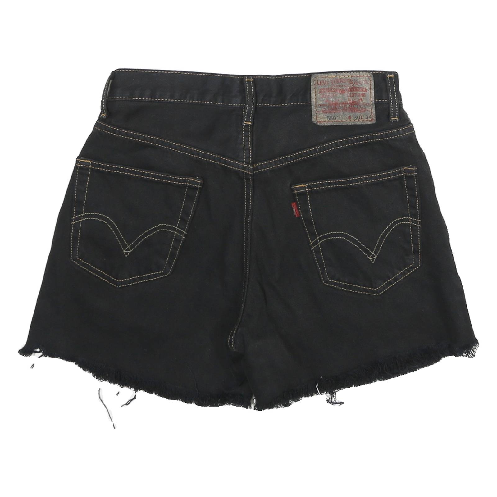 LEVI'S Mens Black Denim Cut-Off Shorts L W30 Relaxed Fit Casual Summer Style